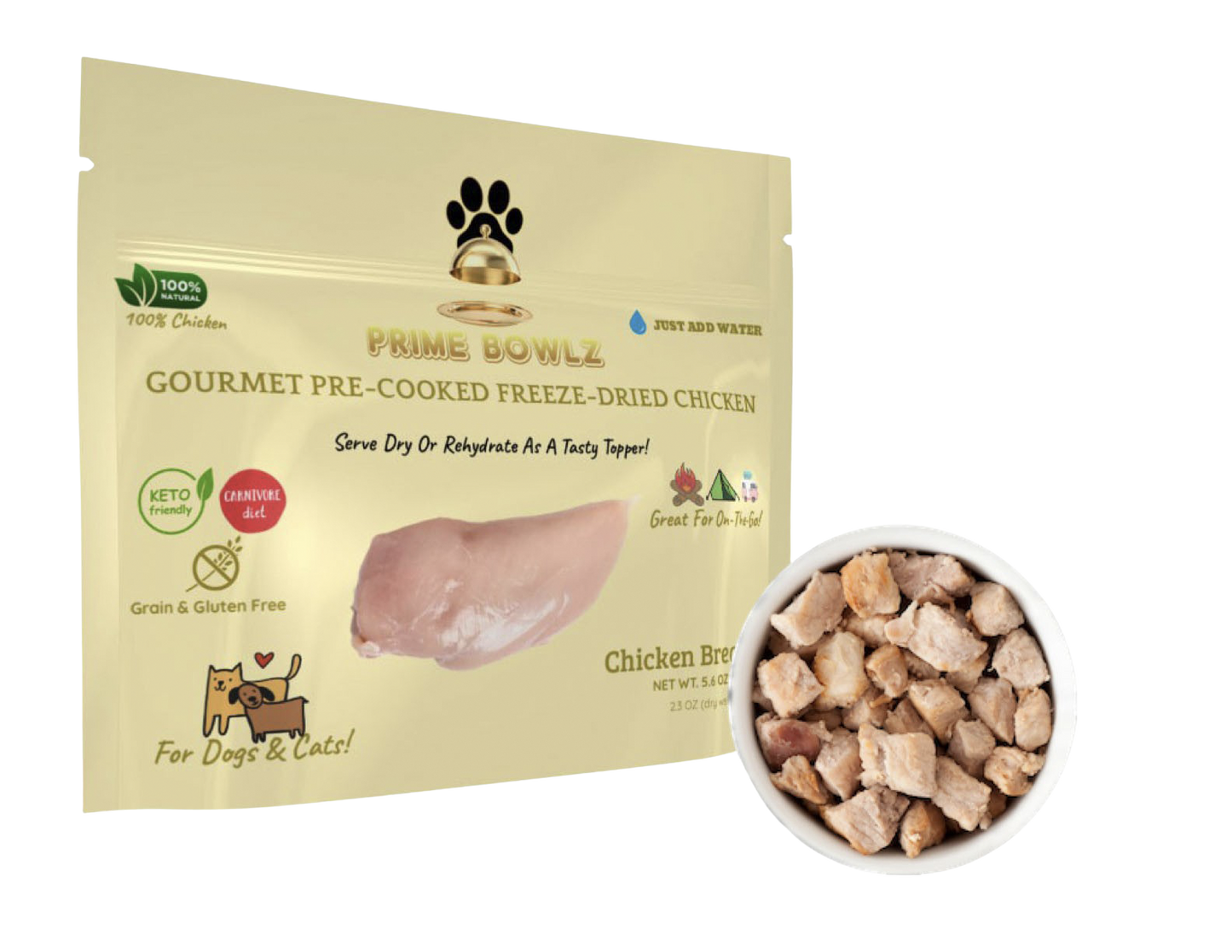 GOURMET PRE-COOKED FREEZE-DRIED CHICKEN TREATS & TOPPER