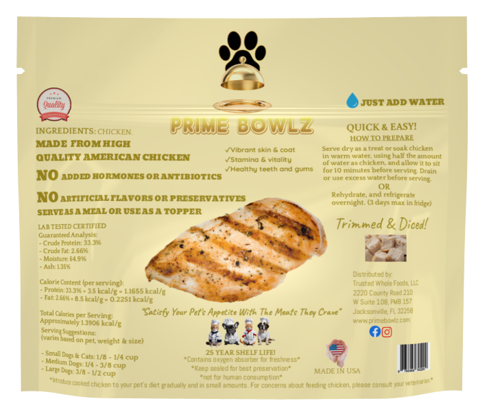 GOURMET PRE-COOKED FREEZE-DRIED CHICKEN TREATS & TOPPER